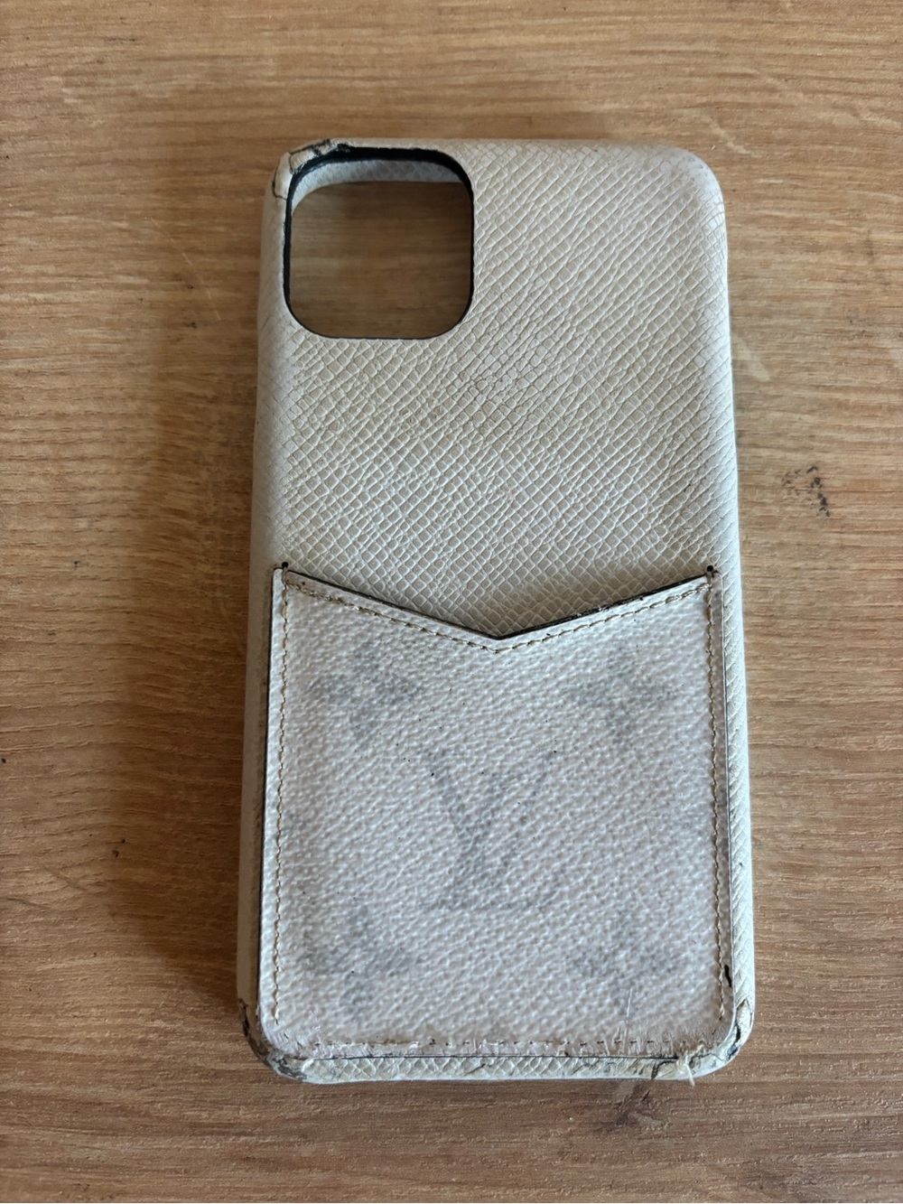 Louis Vuitton Beige Leather Phone Case with Rear Card Pocket